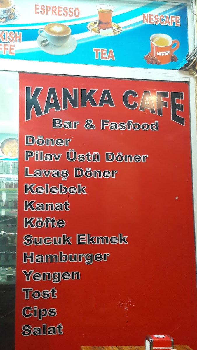 Kanka Cafe Nargile menu board