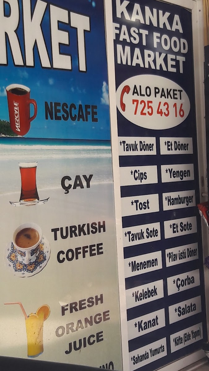 Kanka Cafe Nargile menu board