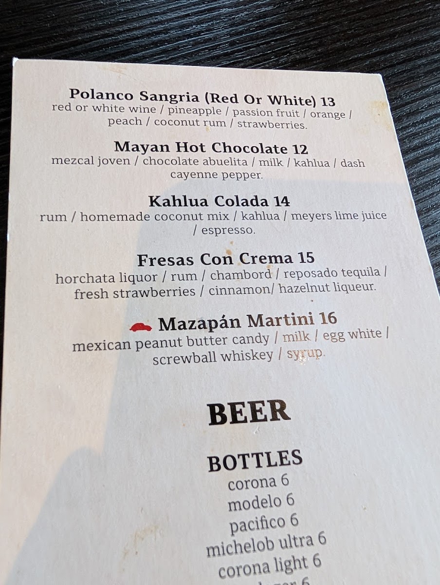 Vochos CDMX menu board