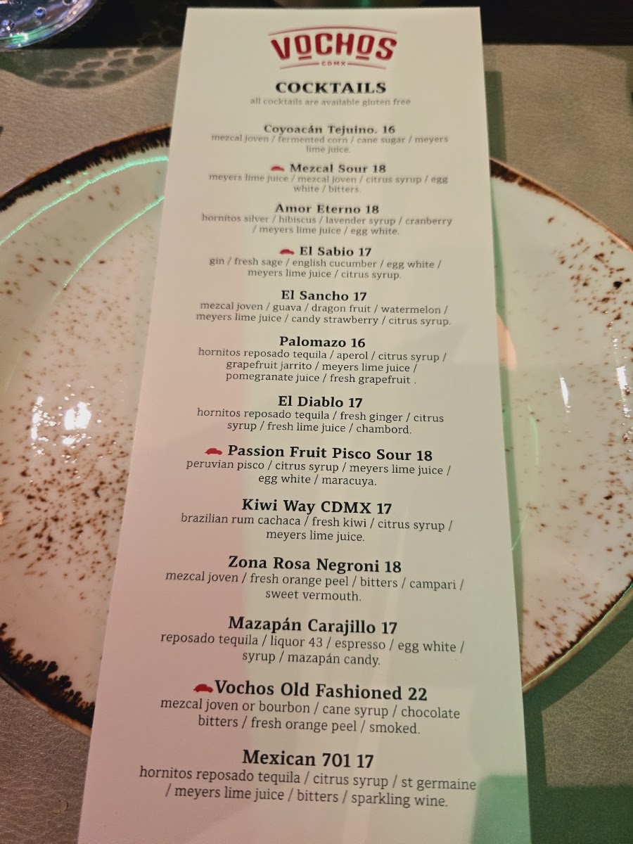 Vochos CDMX menu board