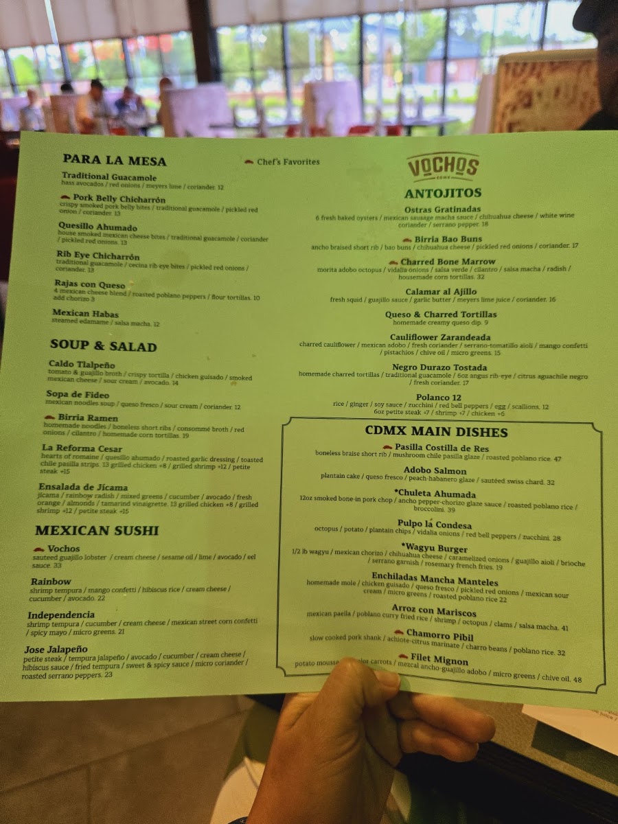 Vochos CDMX menu board