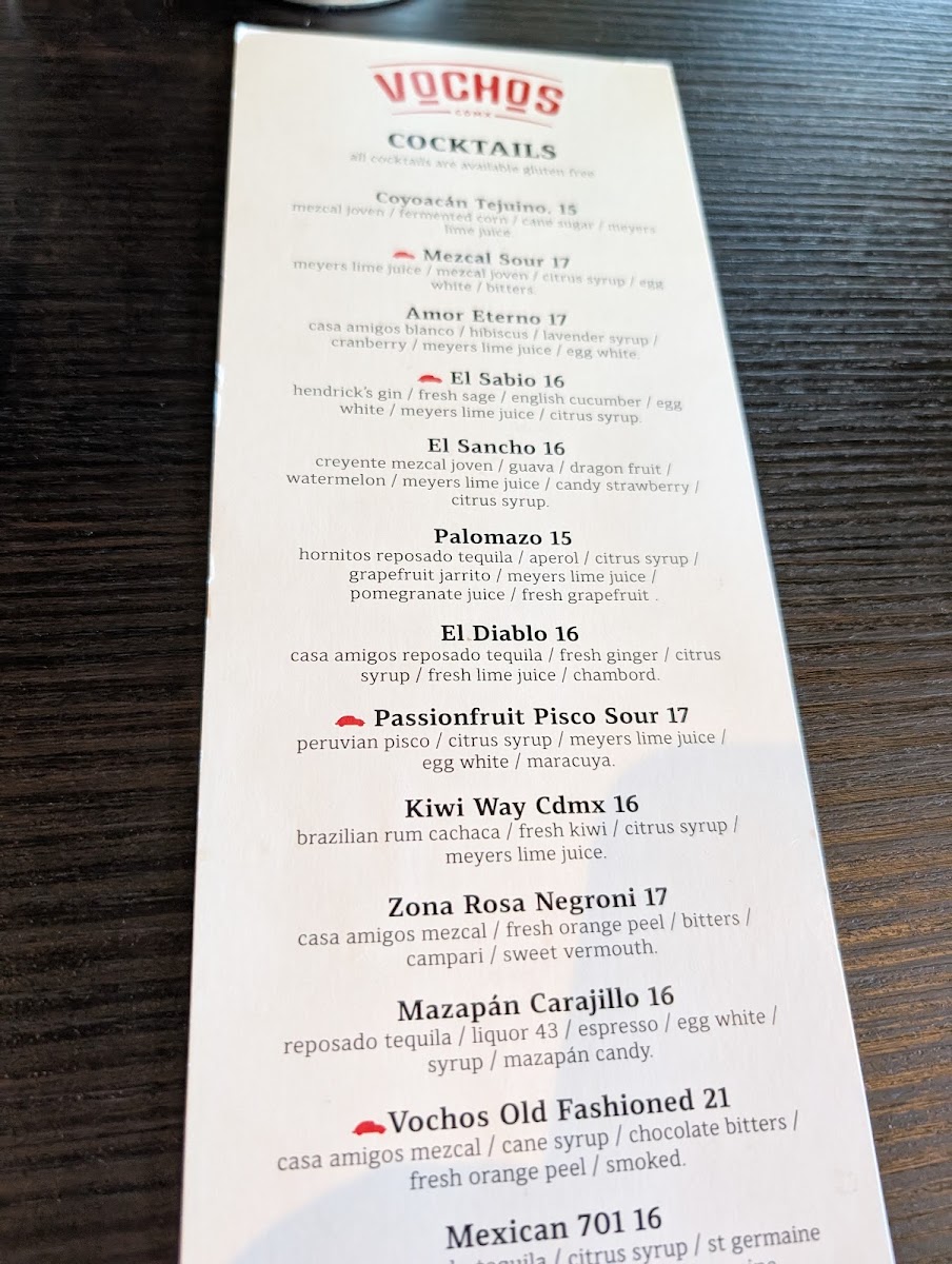 Vochos CDMX menu board