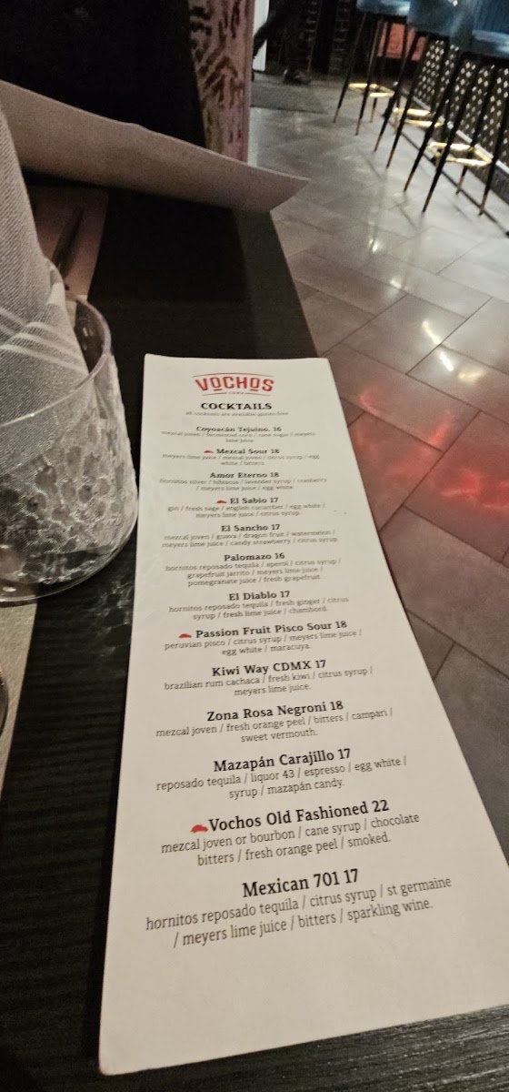 Vochos CDMX menu board