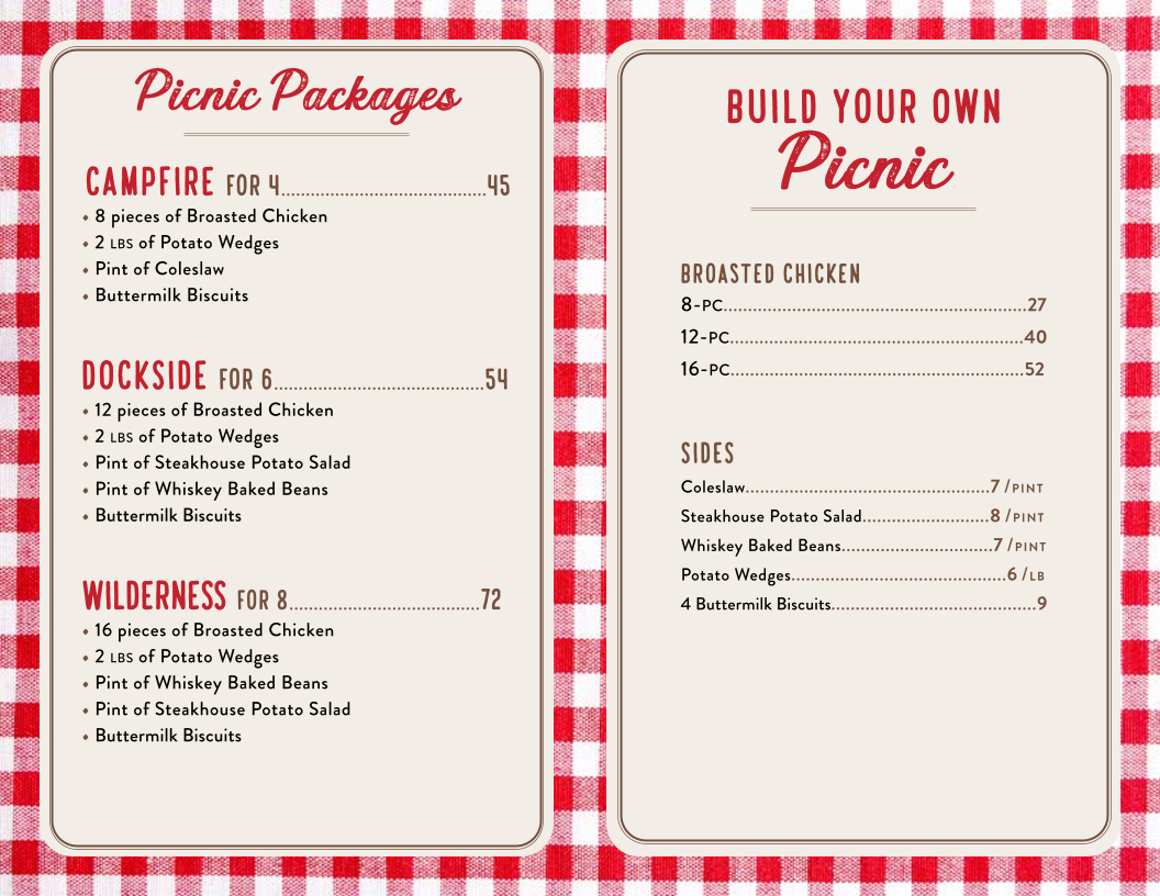 Dockside Grill menu board