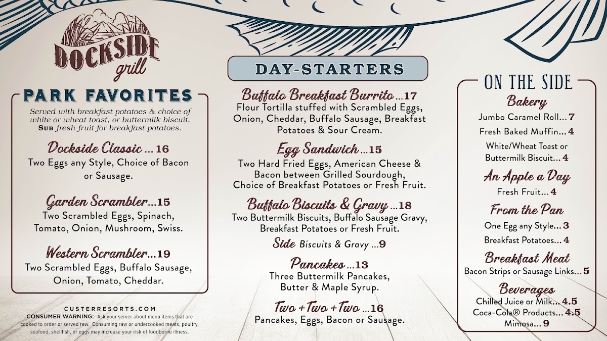 Dockside Grill menu board