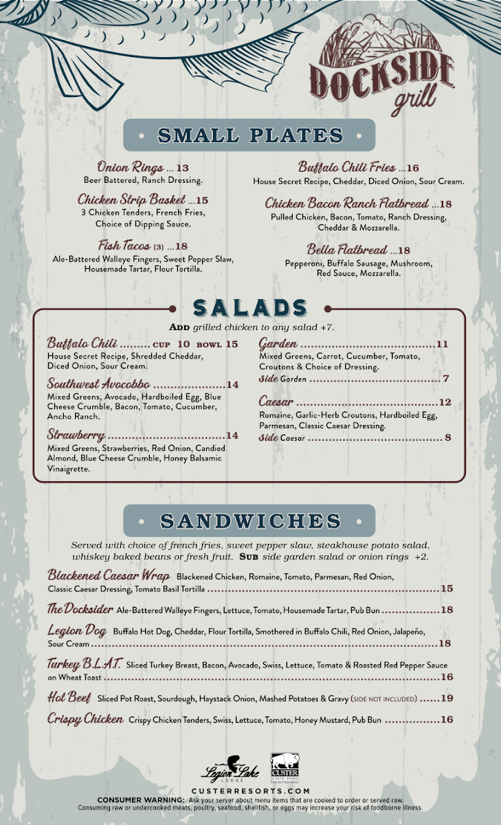 Dockside Grill menu board