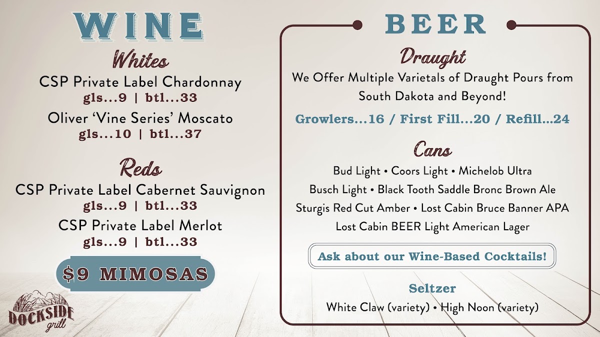 Dockside Grill menu board