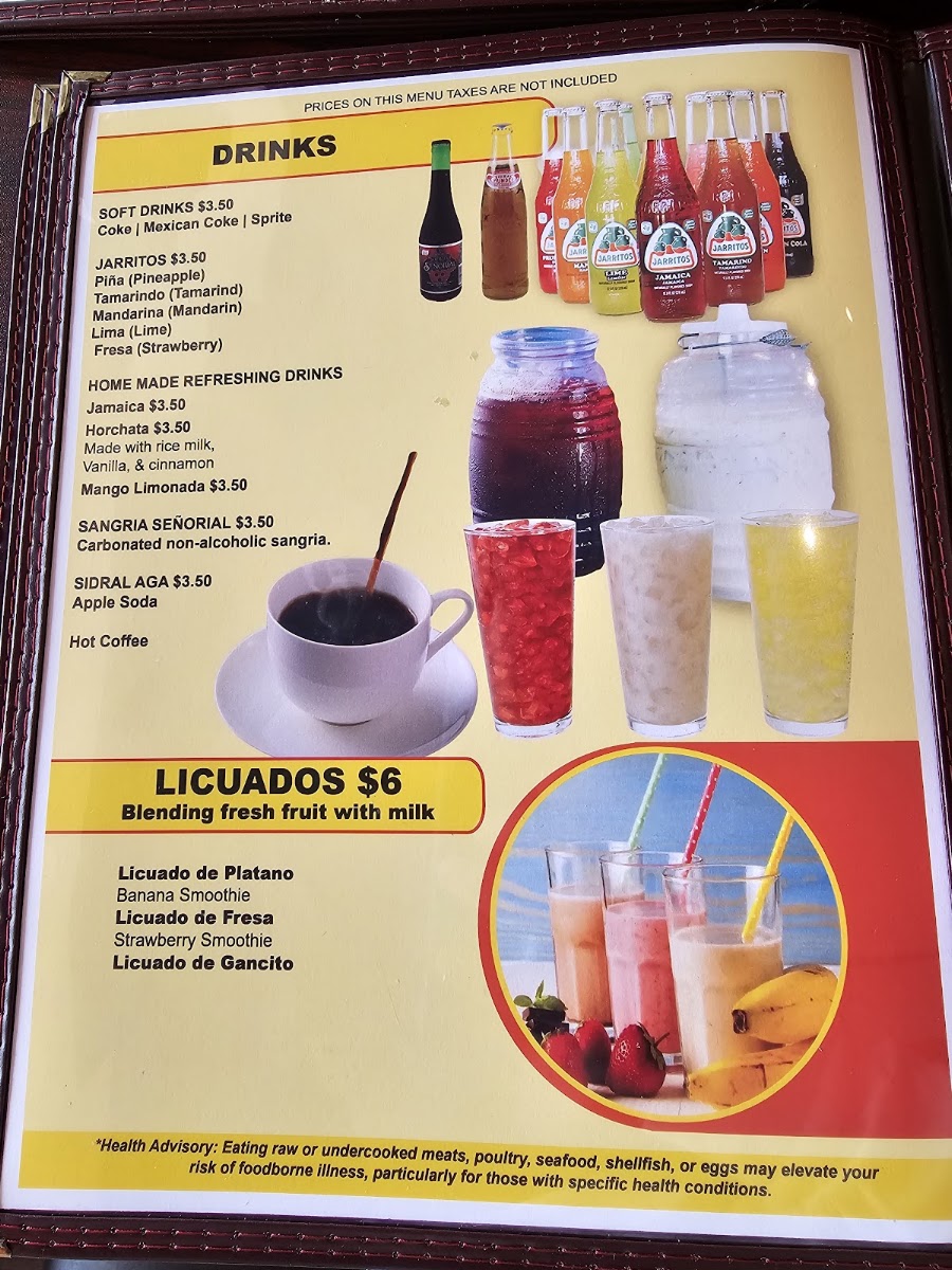 Gabriel's Taqueria & Bar menu board
