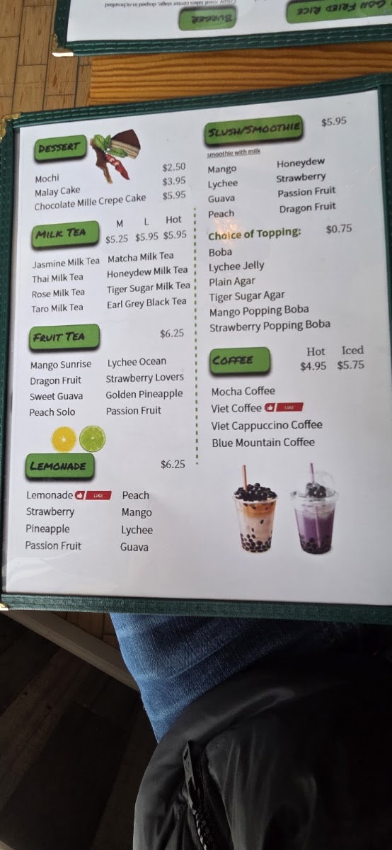 pho ye menu board