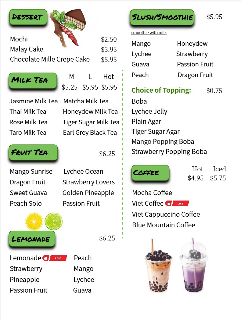 pho ye menu board
