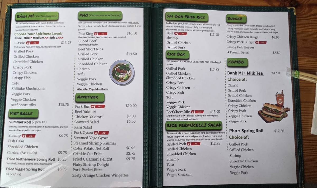 pho ye menu board