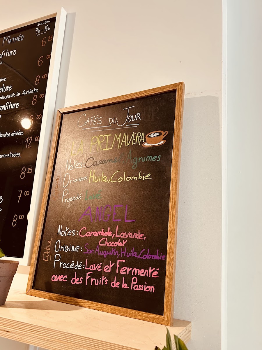 Café Mathéo menu board