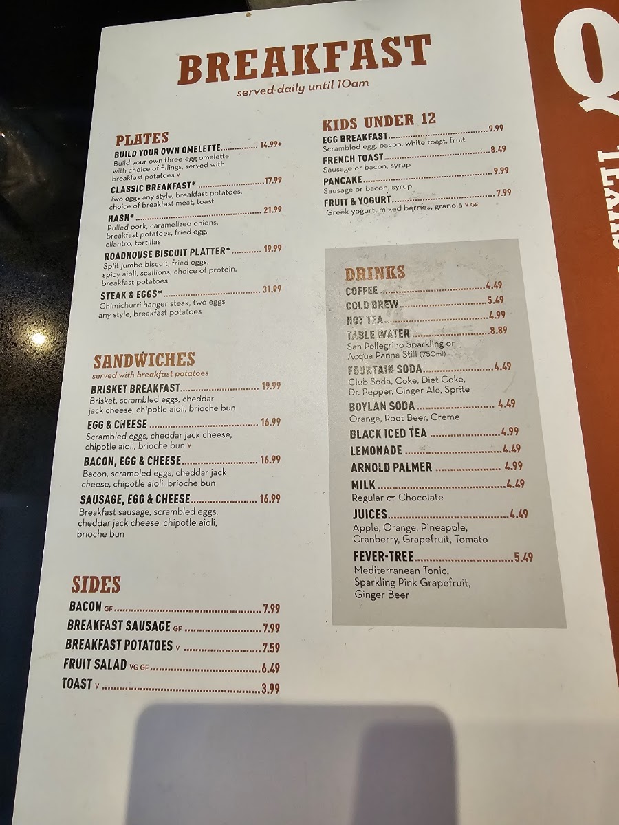 Q Texas BBQ Smokehouse menu board