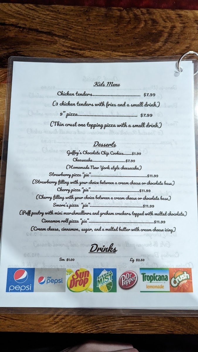Guffey's menu board