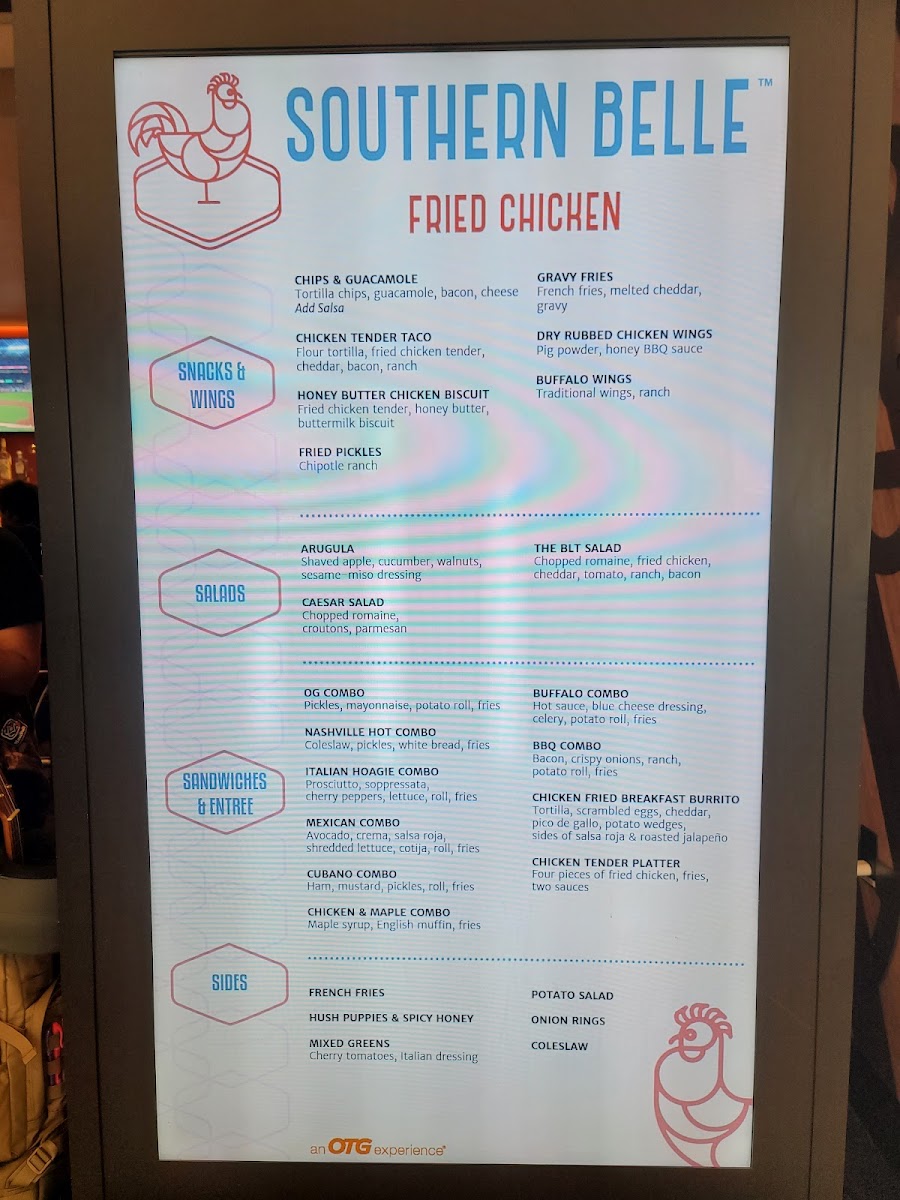 Southern Belle menu board