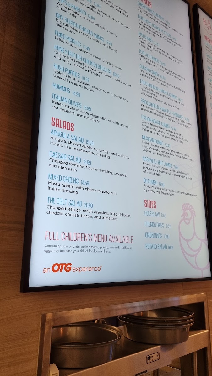 Southern Belle menu board