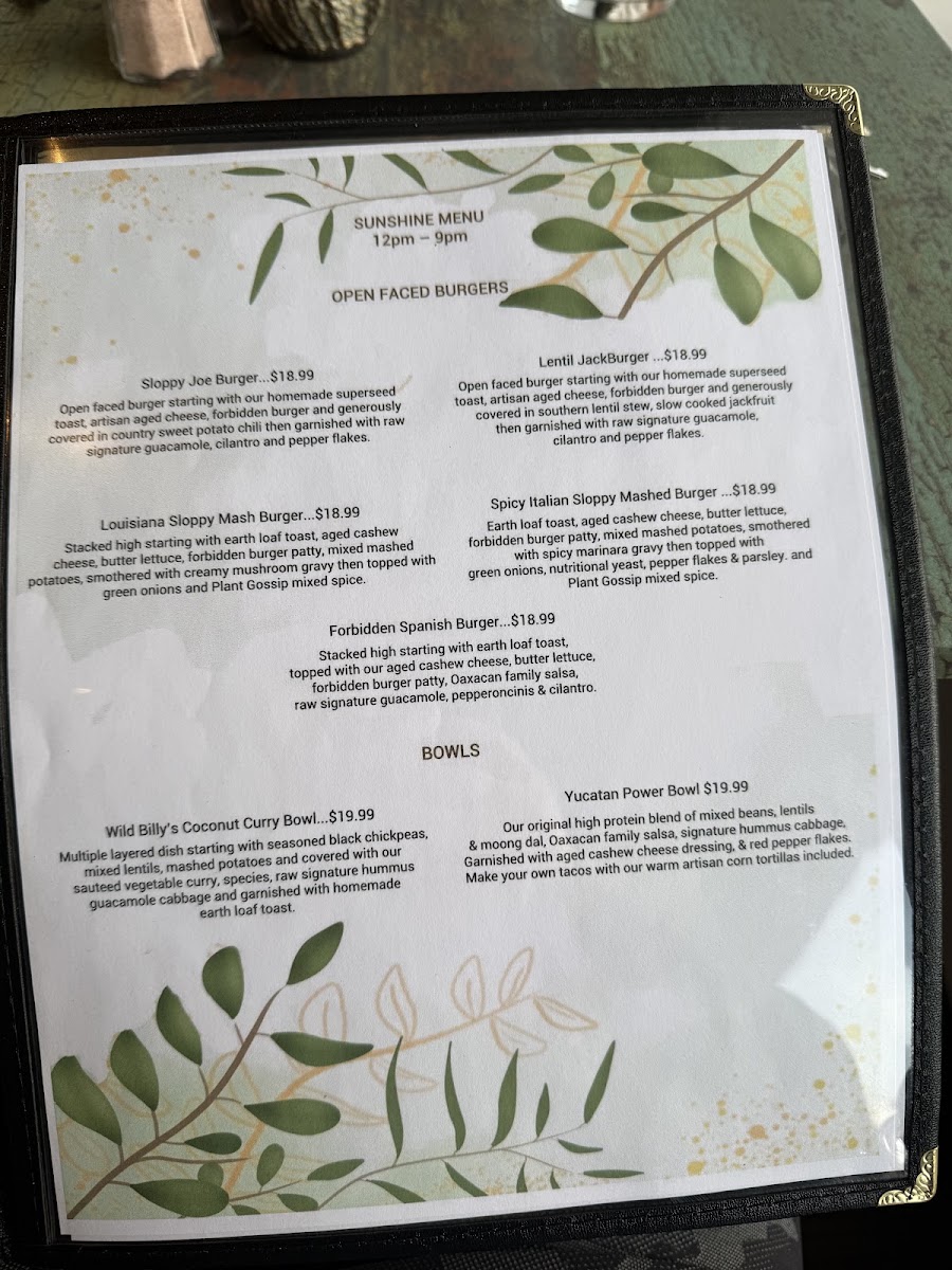 PLANT GOSSIP / ORVEGANIC KITCHEN menu board
