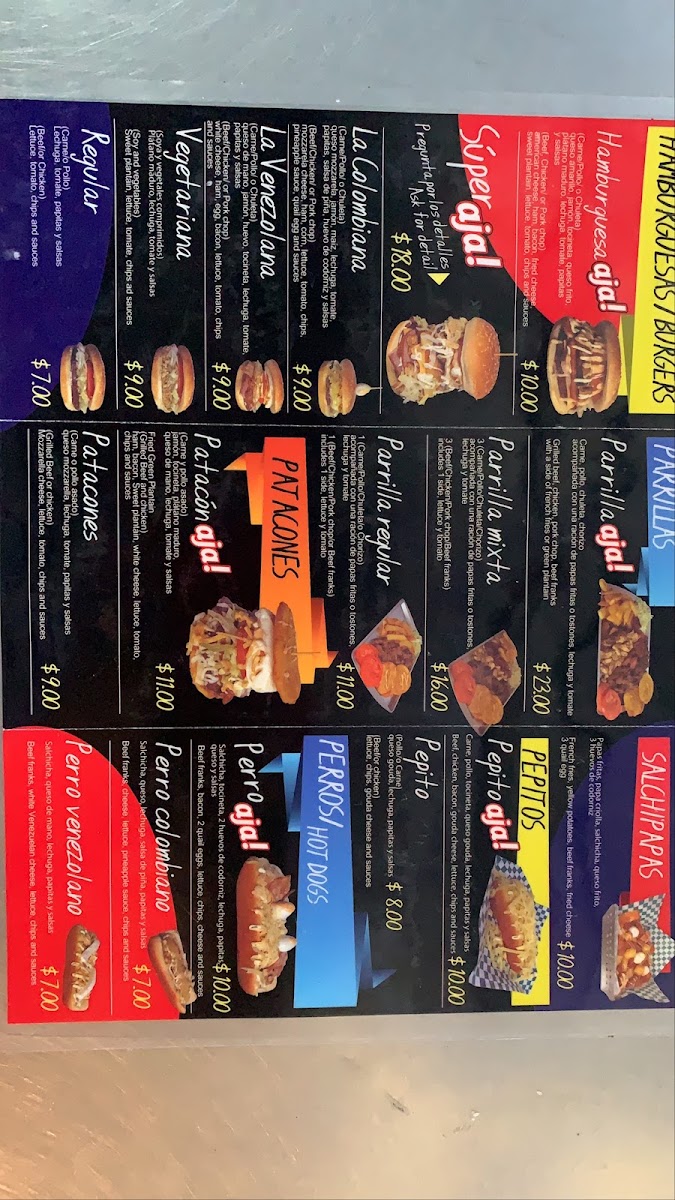 AJA FOOD TRUCK FORT LAUDERDALE menu board