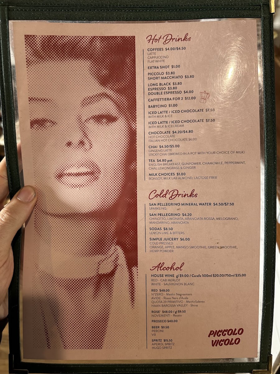 Piccolo Vicolo menu board
