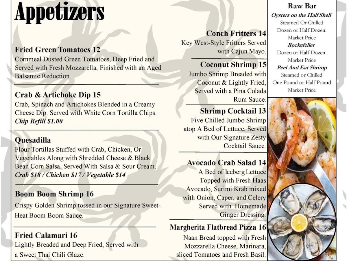Laishley Crab House menu board