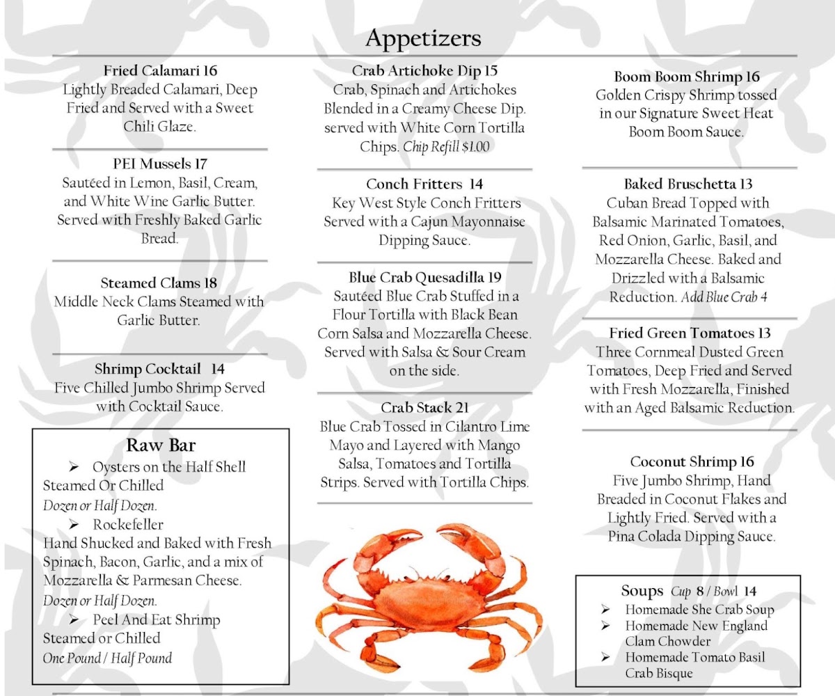 Laishley Crab House menu board