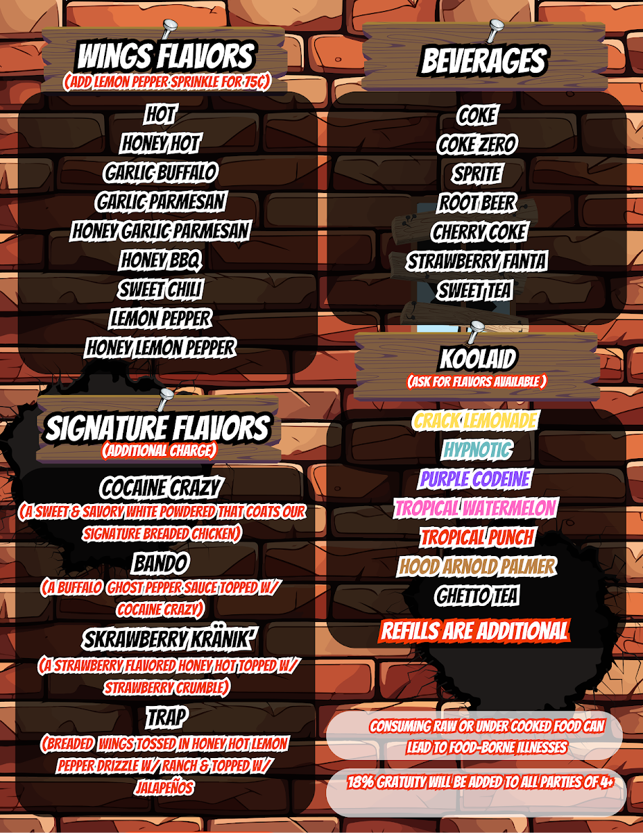 BIG A's Bando Brunch•Bar•Grill menu board