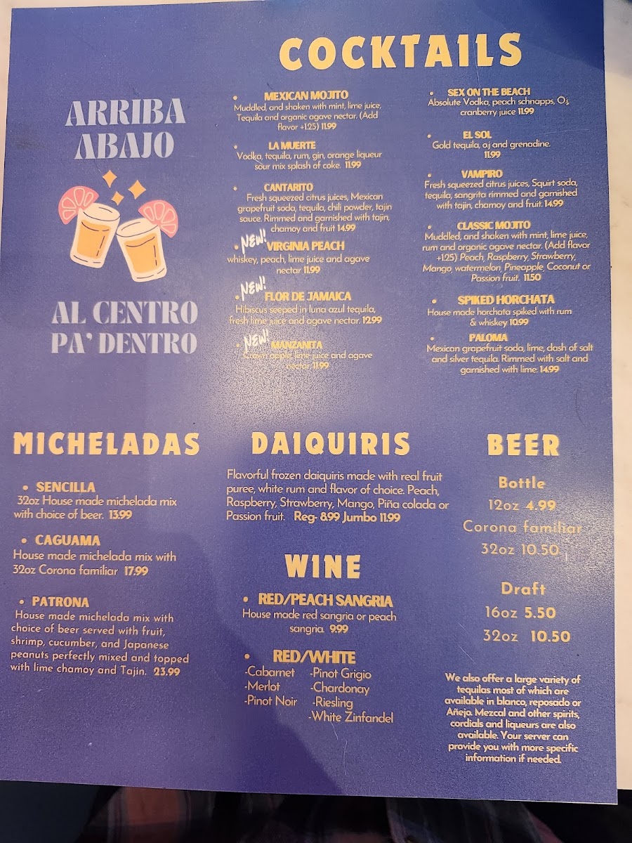 Taqueria La Patrona - Grassfield menu board