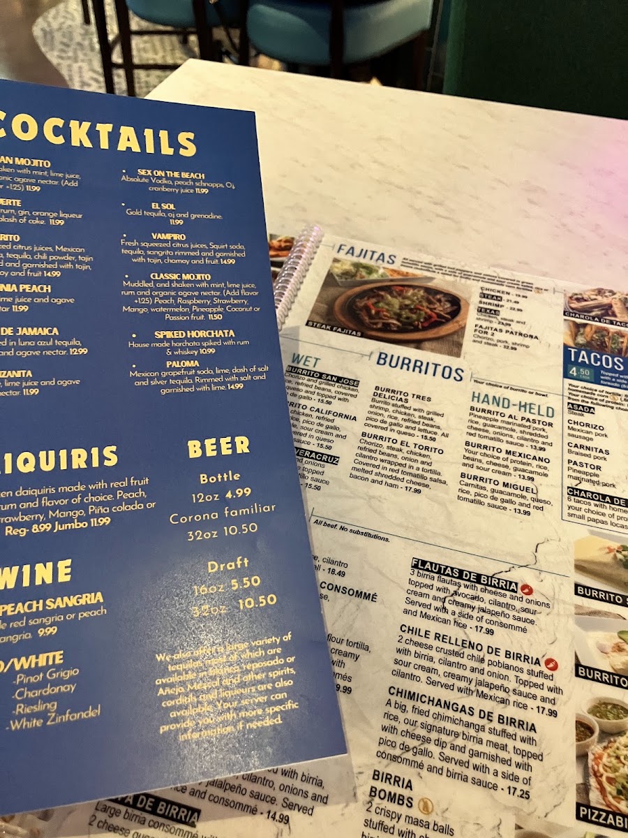 Taqueria La Patrona - Grassfield menu board