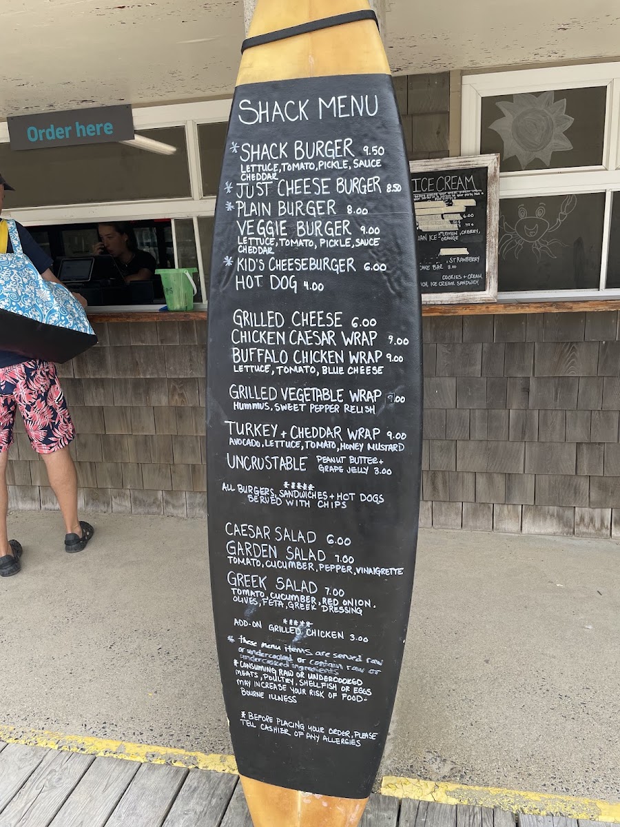 Snack Shack menu board