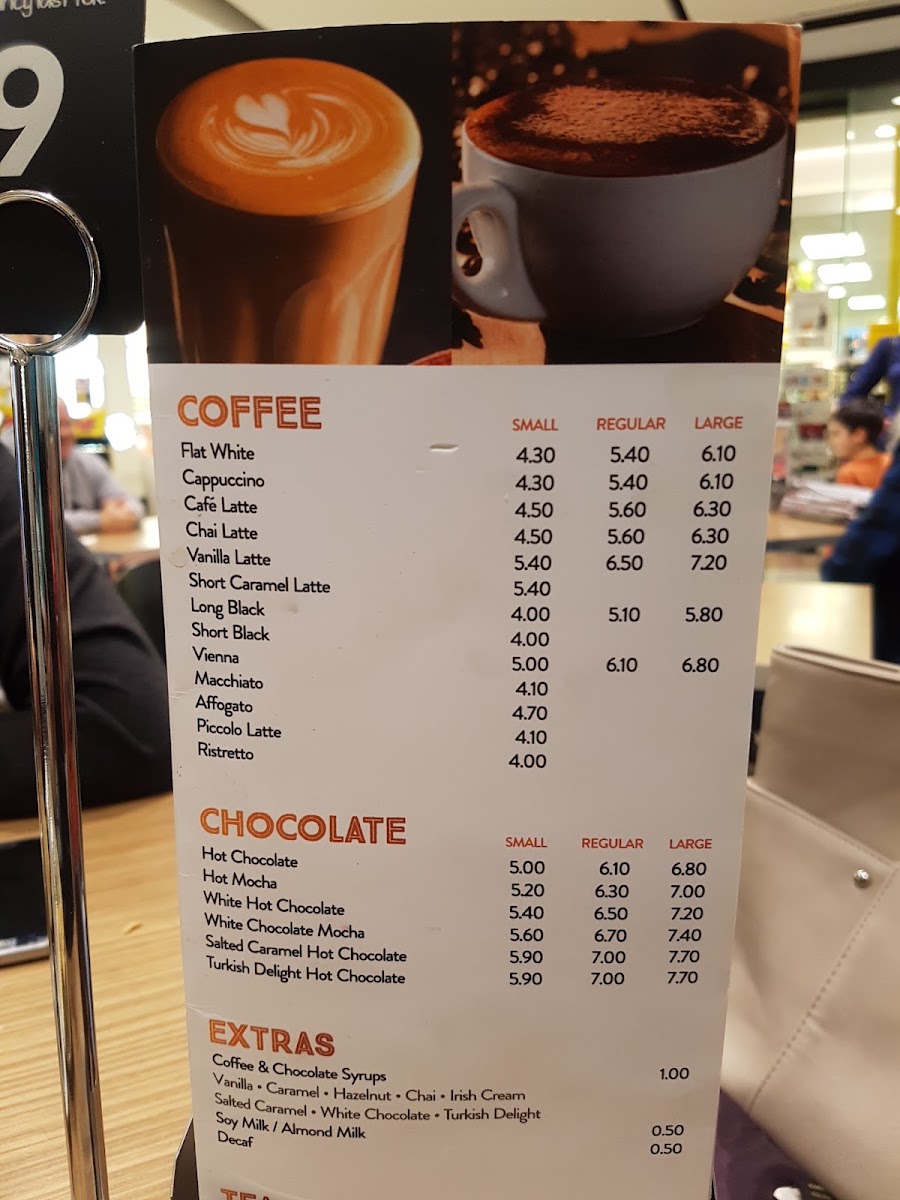 The Coffee Club Glenfield menu board