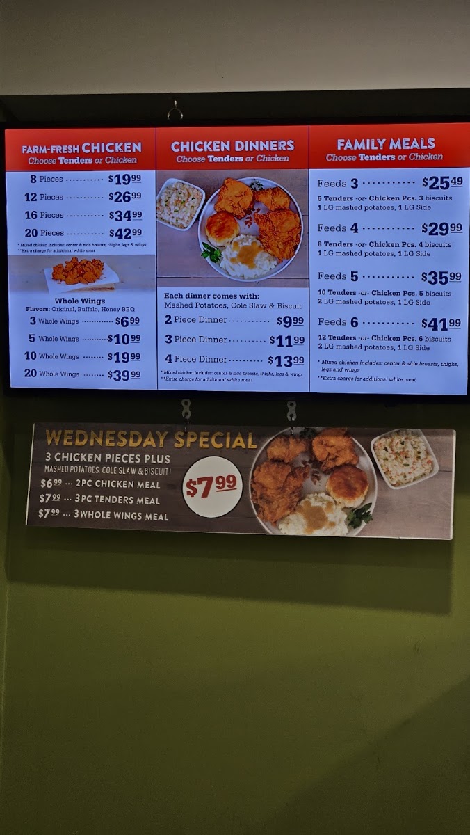 Mr. Chicken menu board