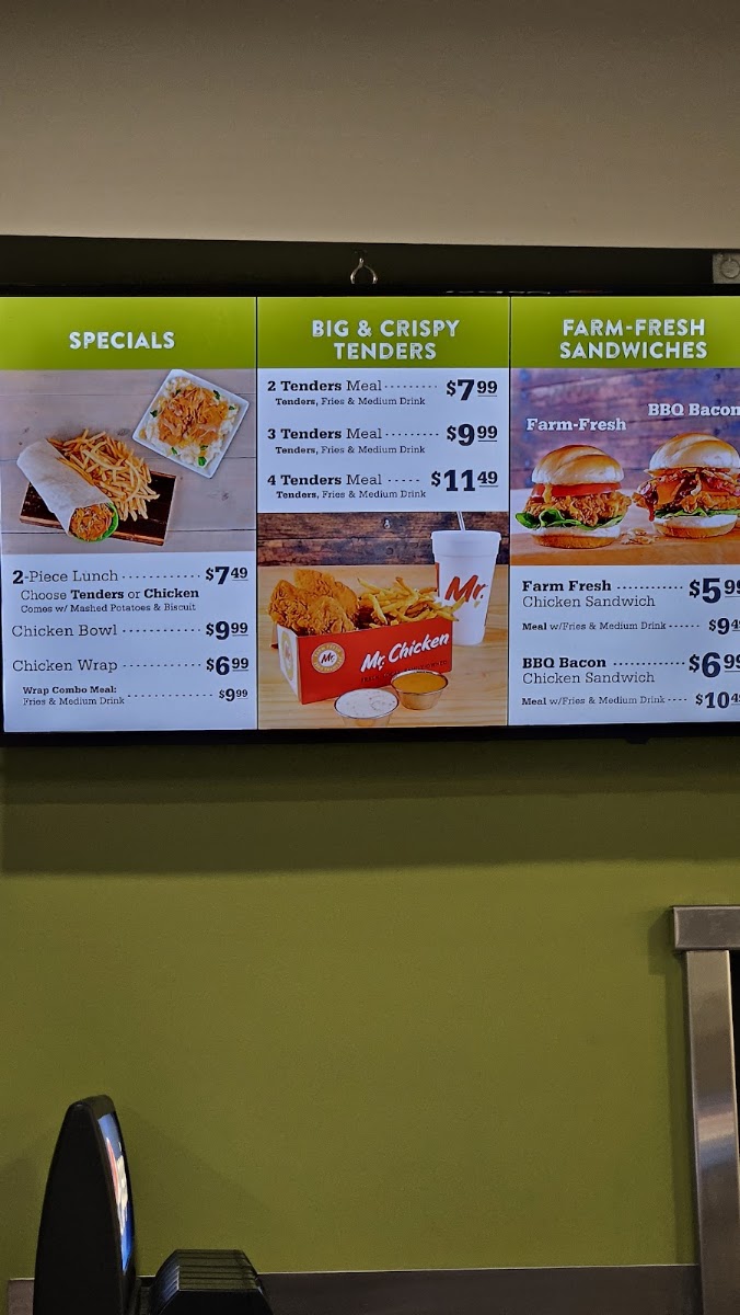 Mr. Chicken menu board