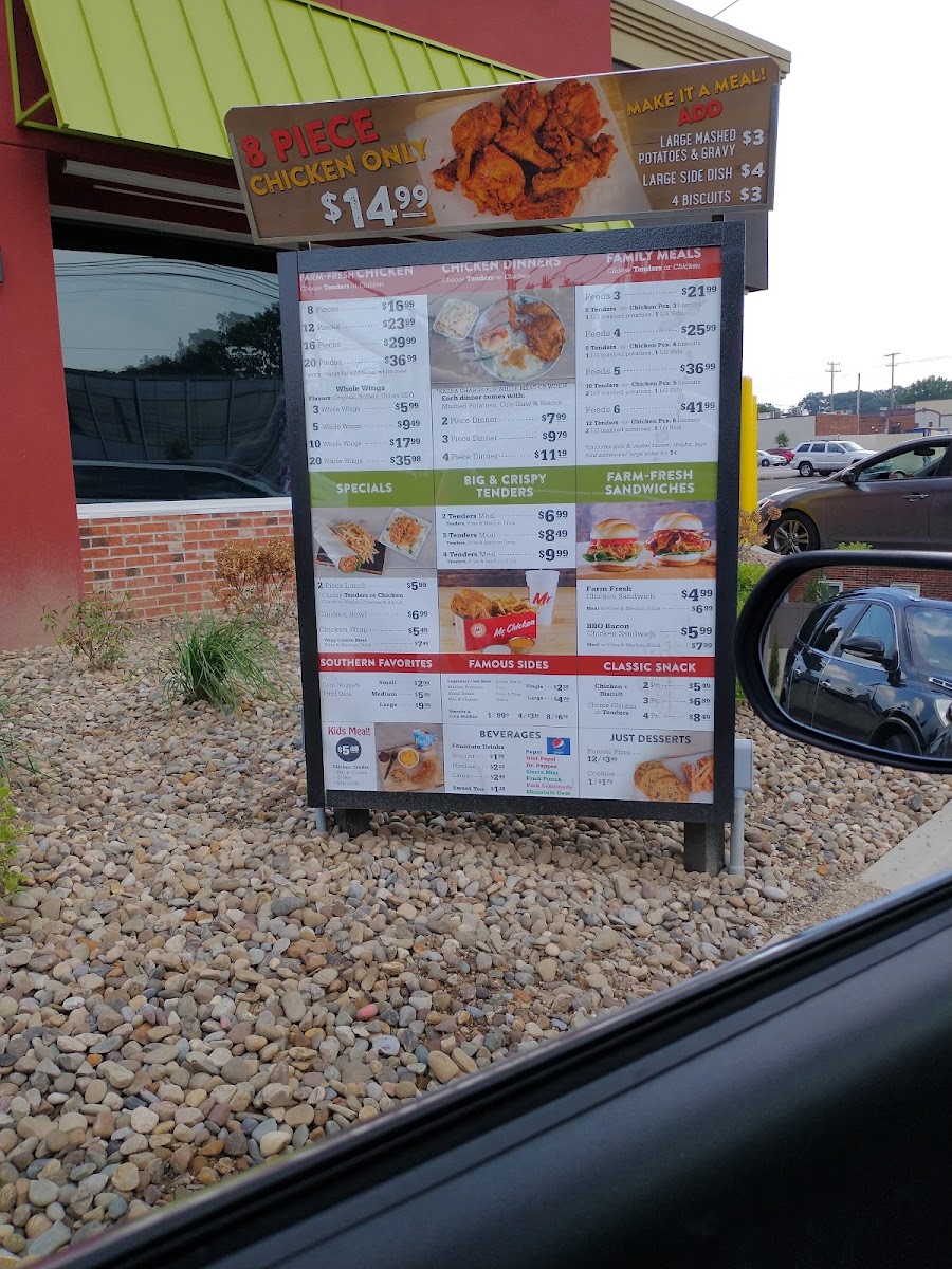Mr. Chicken menu board