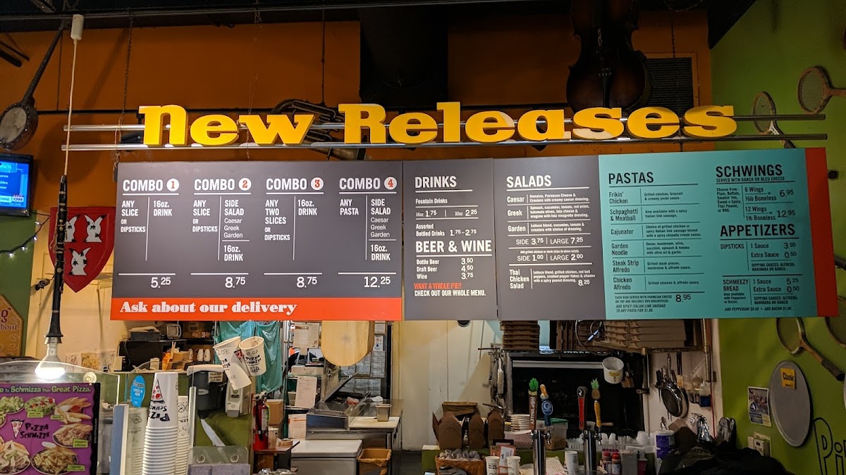 Pizza Schmizza menu board