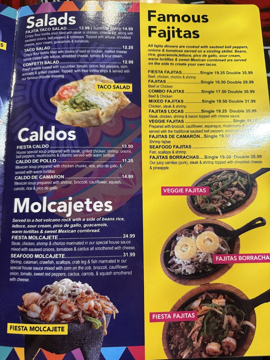 La Fiesta Mexican Restaurant menu board