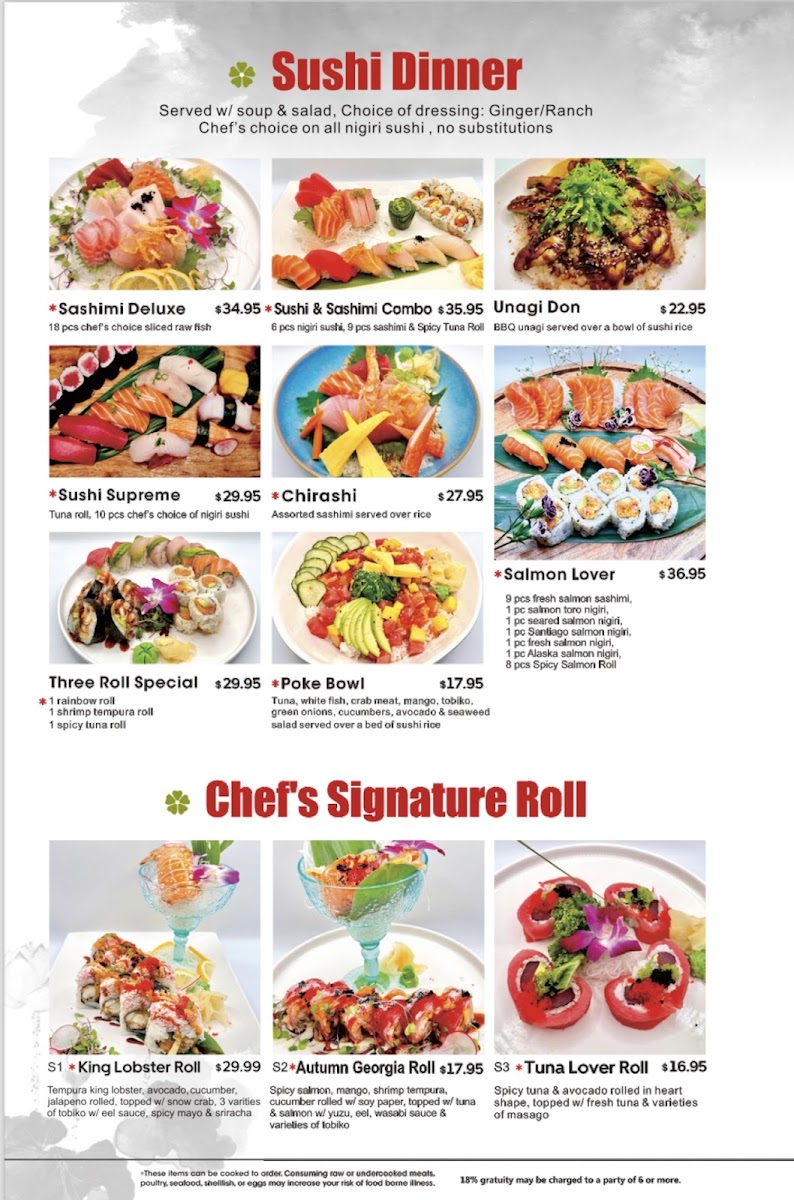 Osaka sushi & steakhouse menu board