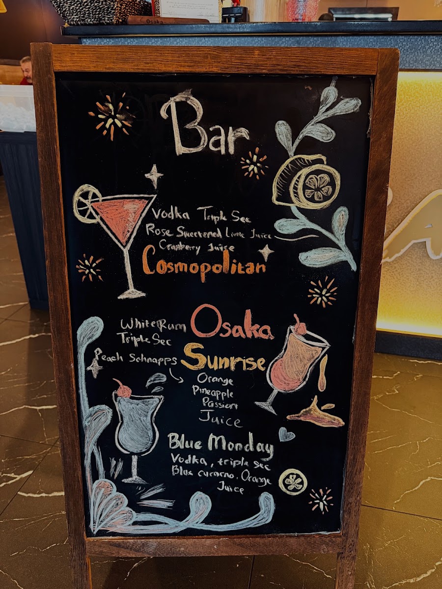 Osaka sushi & steakhouse menu board