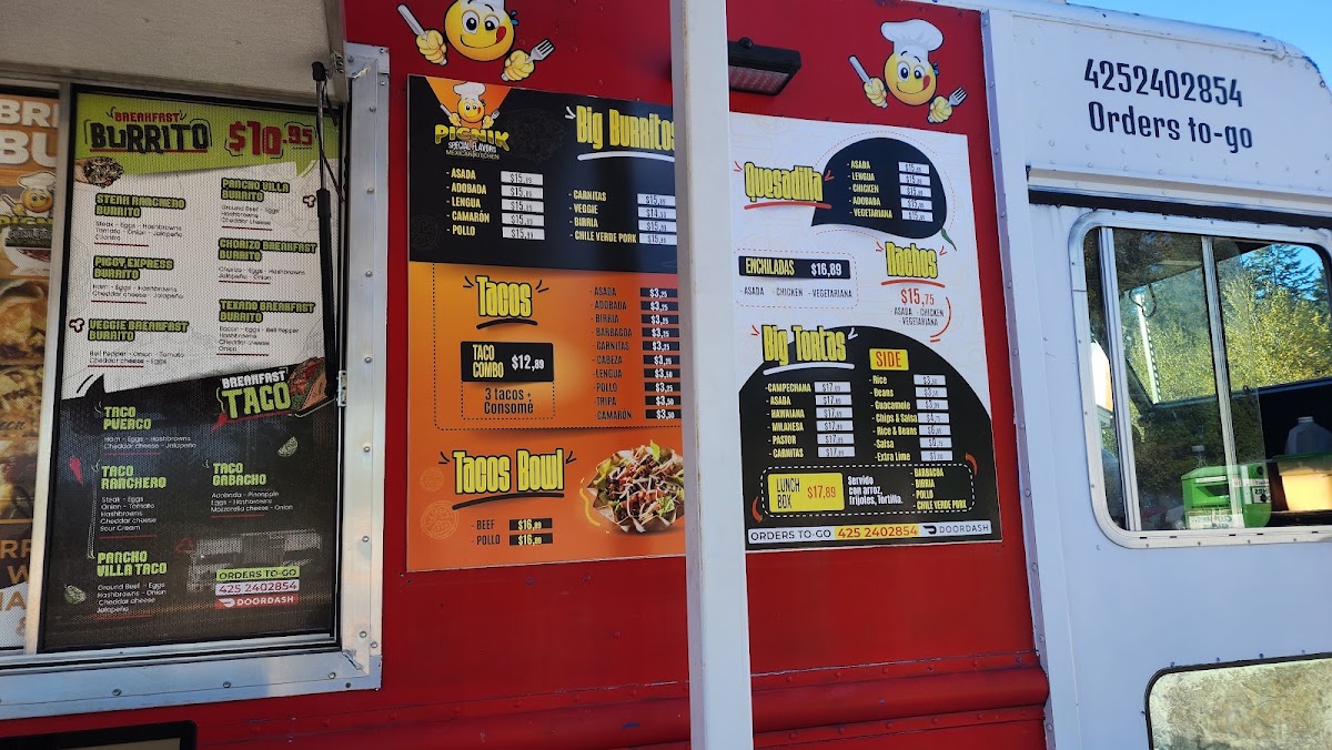 Picnik Taco Truck menu board