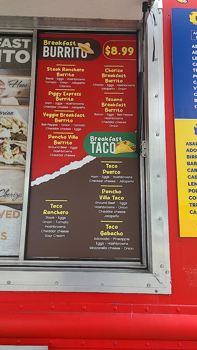 Picnik Taco Truck menu board