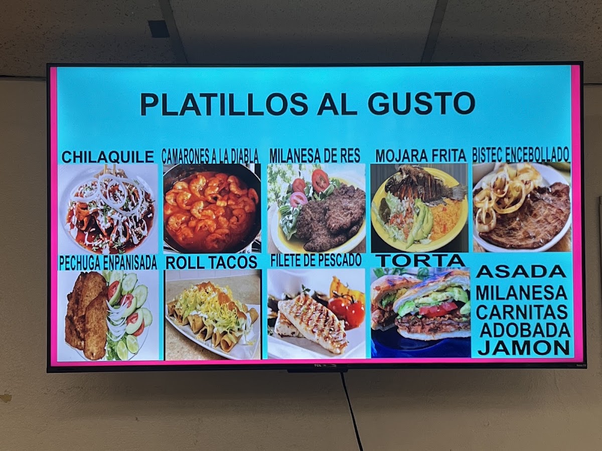 Sabroso taco savor a mi tierra menu board