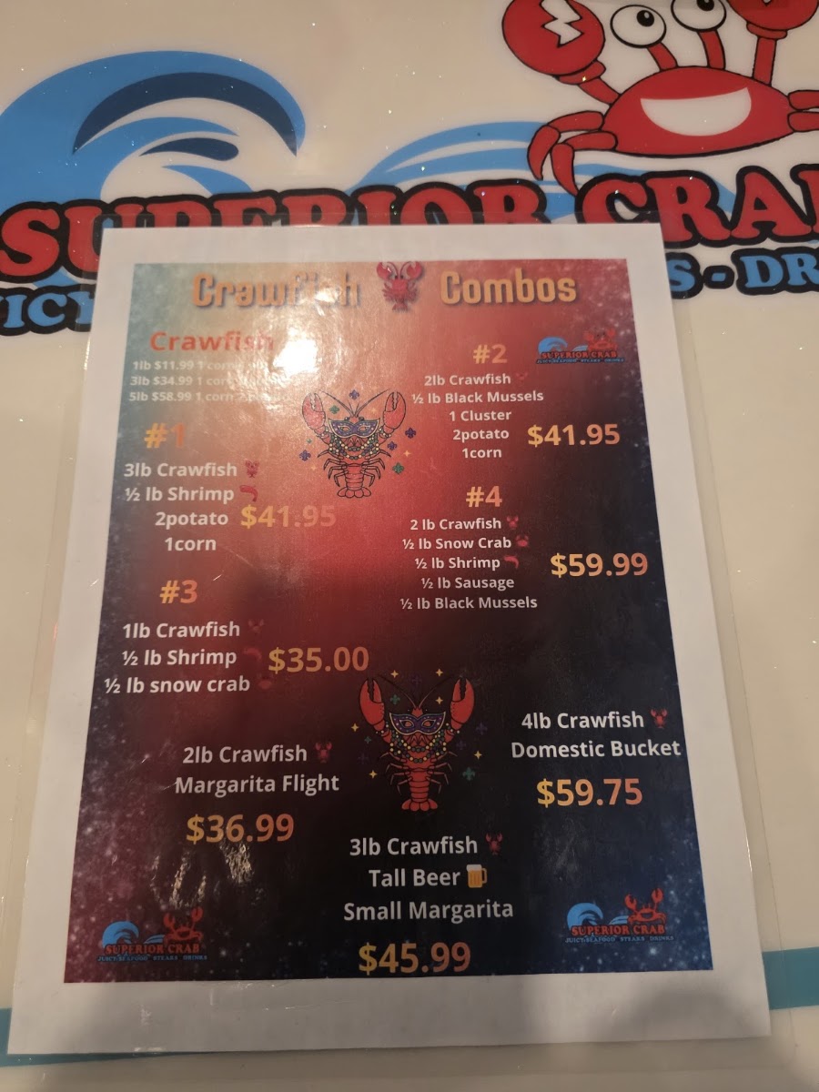 Superior Crab | Monticello, AR menu board