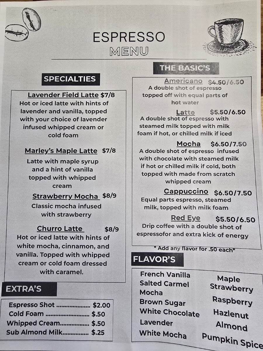 Maple & Marley Breakfast Bar menu board