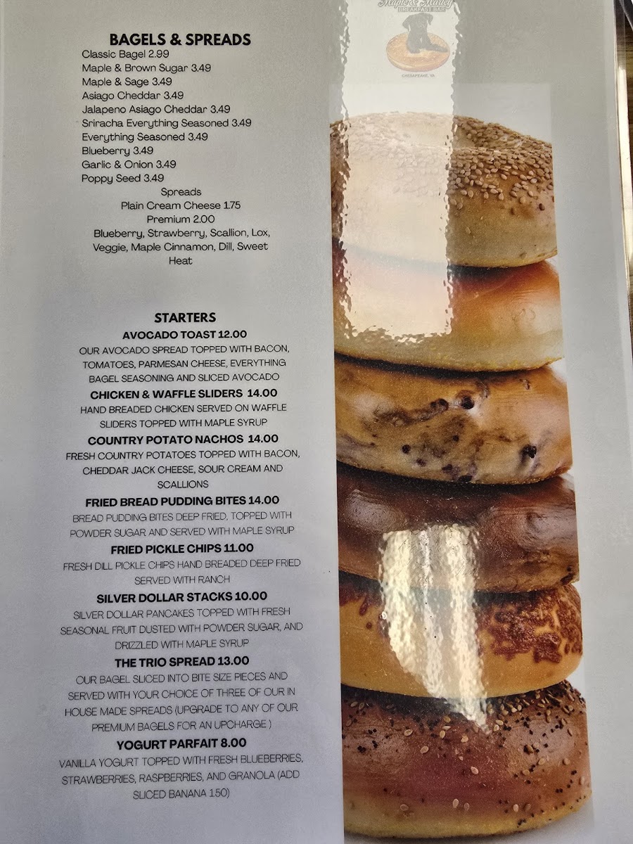 Maple & Marley Breakfast Bar menu board