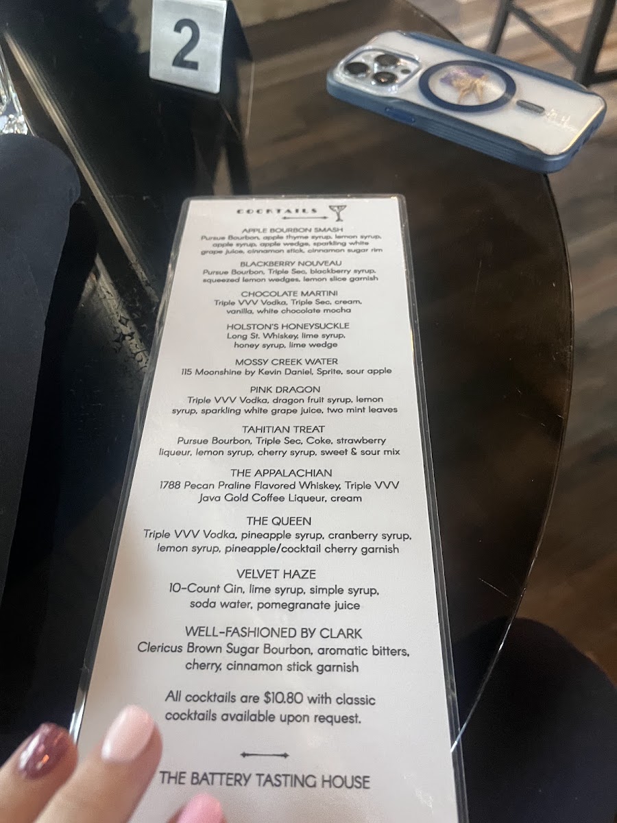 Ghost & Grits @ The Battery Tasting House menu board