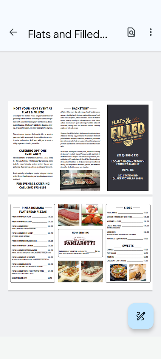 FLATS&FILLED FLATBREADS menu board