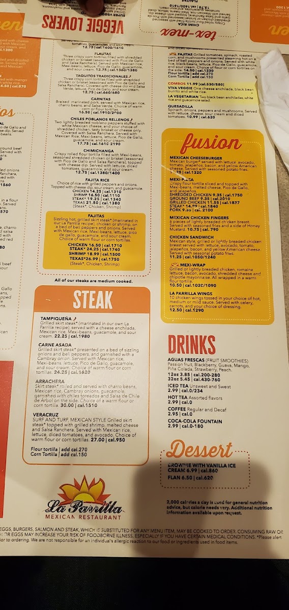 La Parrilla Mexican Restaurant - Dallas Hwy, GA menu board