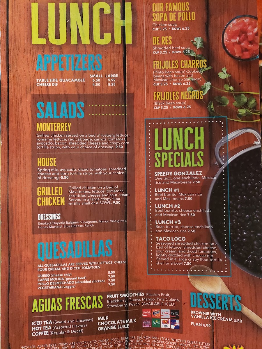 La Parrilla Mexican Restaurant - Dallas Hwy, GA menu board