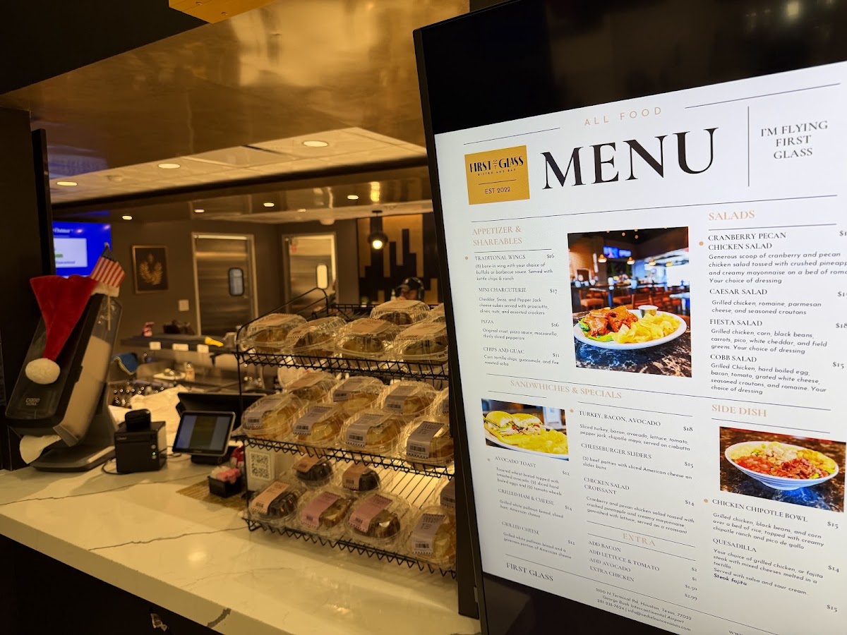 First Glass Bistro and Bar menu board