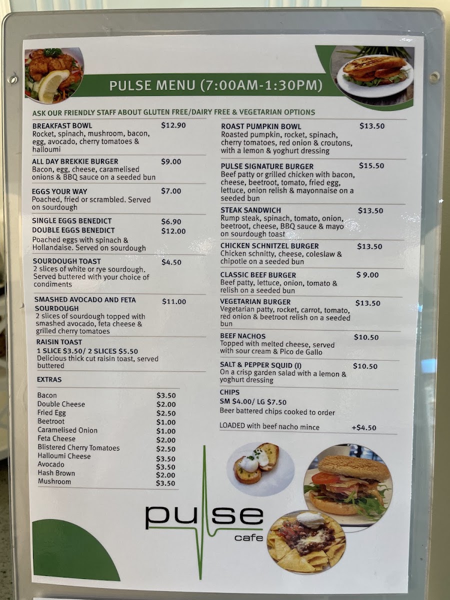 Pulse Cafe menu board