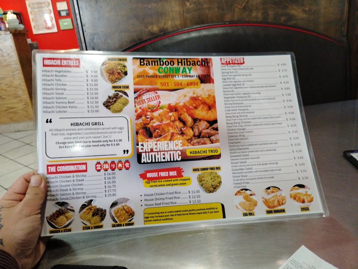 Bamboo Hibachi Conway menu board